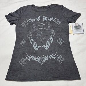 Sabrina Barnett Charcoal Women's Tee “The Essence of Love” with Rhinestones